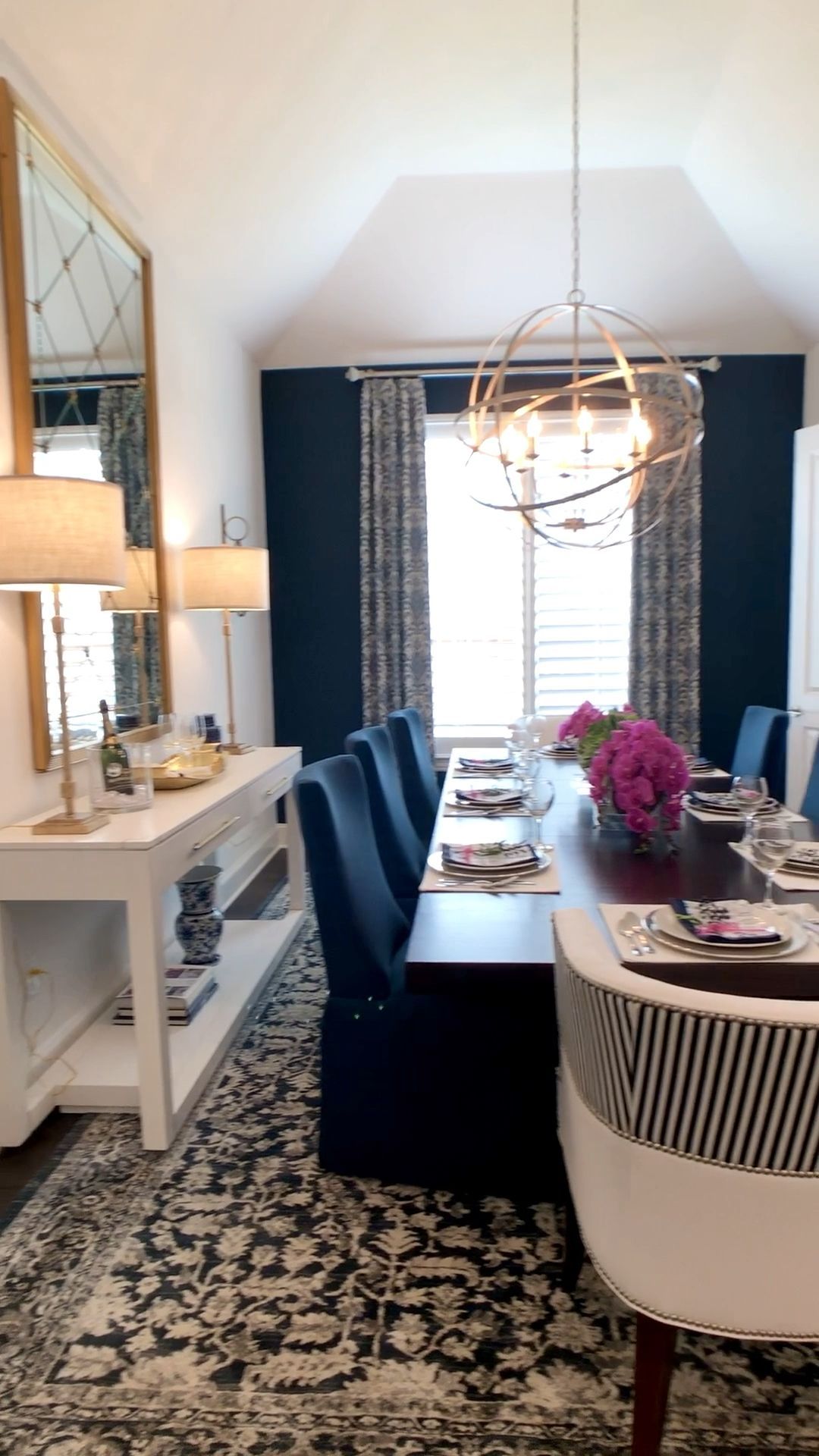 Navy, White & Gold Dining Room -   15 room decor Dining accent walls ideas