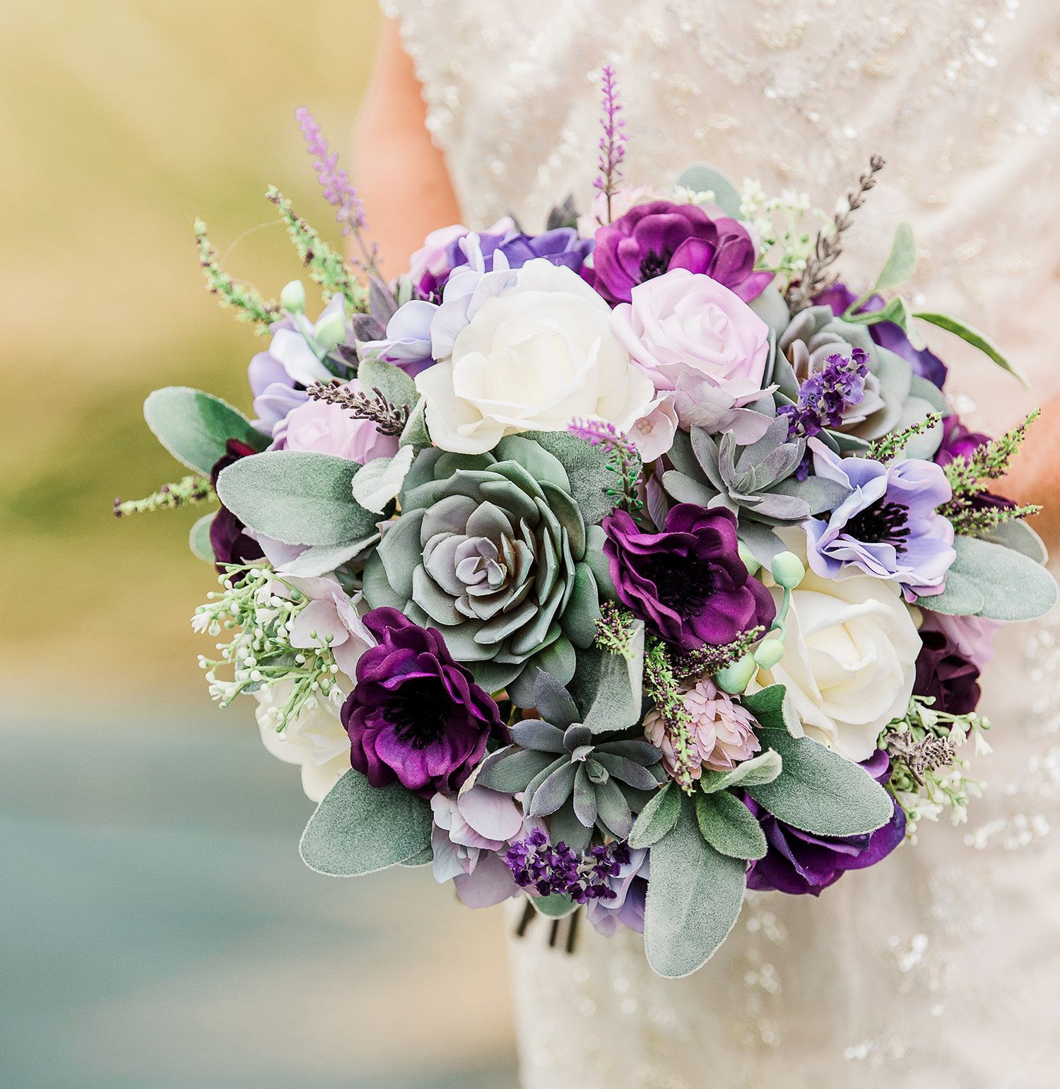 Purple Bouquet, Boho Bouquet, Rustic Bouquet, Succulent Bouquet, Purple Lilac Bouquet, Fall Bouquet, Silk Fall Bouquet, Silk Wedding Bouquet -   15 silk wedding Bouquets ideas