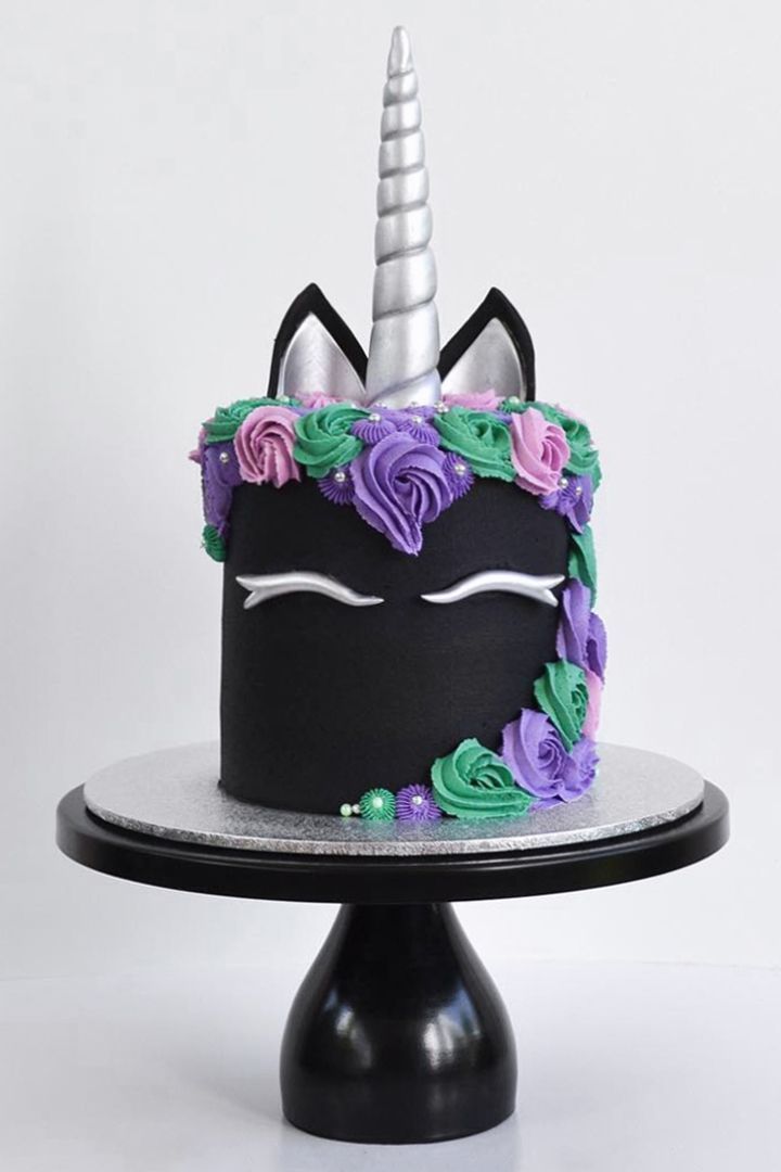 12 Inch Round Modern Metal Wedding Cake Stand (Black) -   15 wedding cake Unicorn ideas