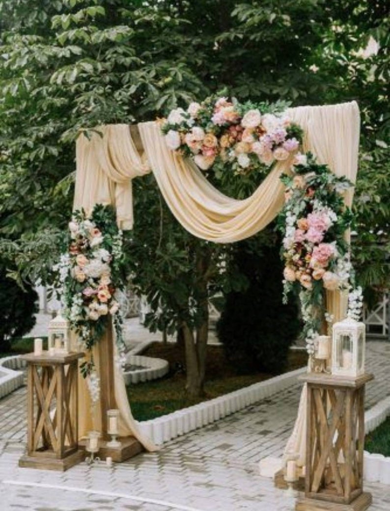 Latte beige wedding, Gauze table runner, table centerpiece, cheesecloth runner, rustic table runner, wedding decor, watercolor centerpiece -   15 wedding Decorations 2019 ideas