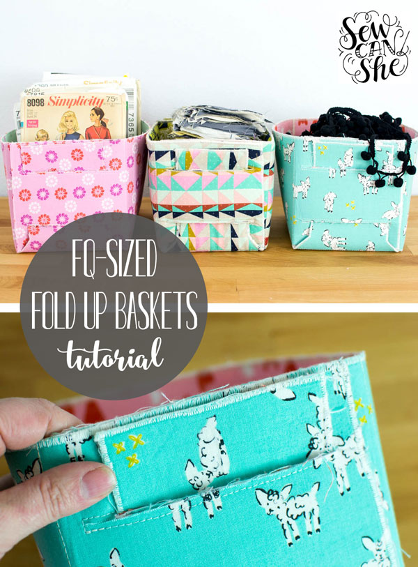 Sew Fold Up Baskets - medium sized! (free sewing tutorial) — SewCanShe | Free Sewing Patterns and Tutorials -   16 fabric crafts DIY fat quarters ideas