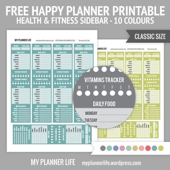 Free Printable   Health & Fitness Sidebar – Fitness planner stickers -   16 fitness Planner diy ideas