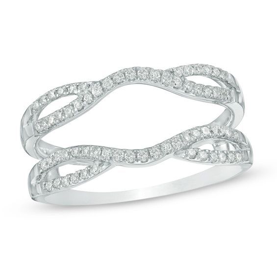 1/4 CT. T.W. Diamond Double Row Solitaire Enhancer in 14K White Gold|Zales Outlet -   16 wedding Bands enhancers ideas