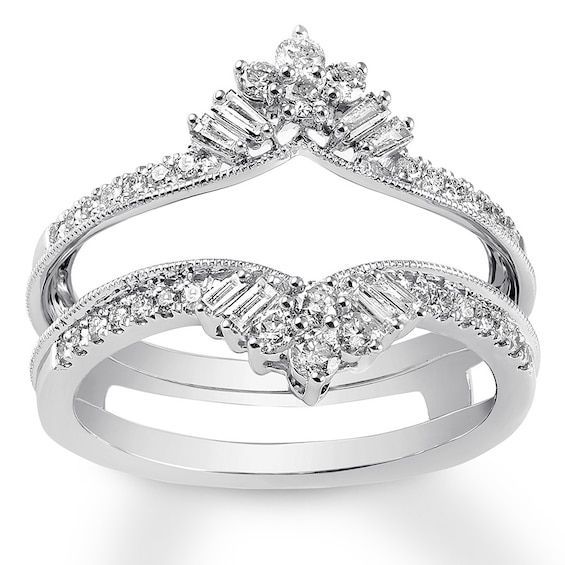 Diamond Enhancer Ring 1/2 ct tw Round/Baguette 14K White Gold|Jared -   16 wedding Bands enhancers ideas