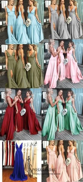 2020 A-line Cheap Sexy V Neck Colorful Long Modest Elegant Bridesmaid Dresses,  WG380 -   17 braids dress Bridesmaid ideas