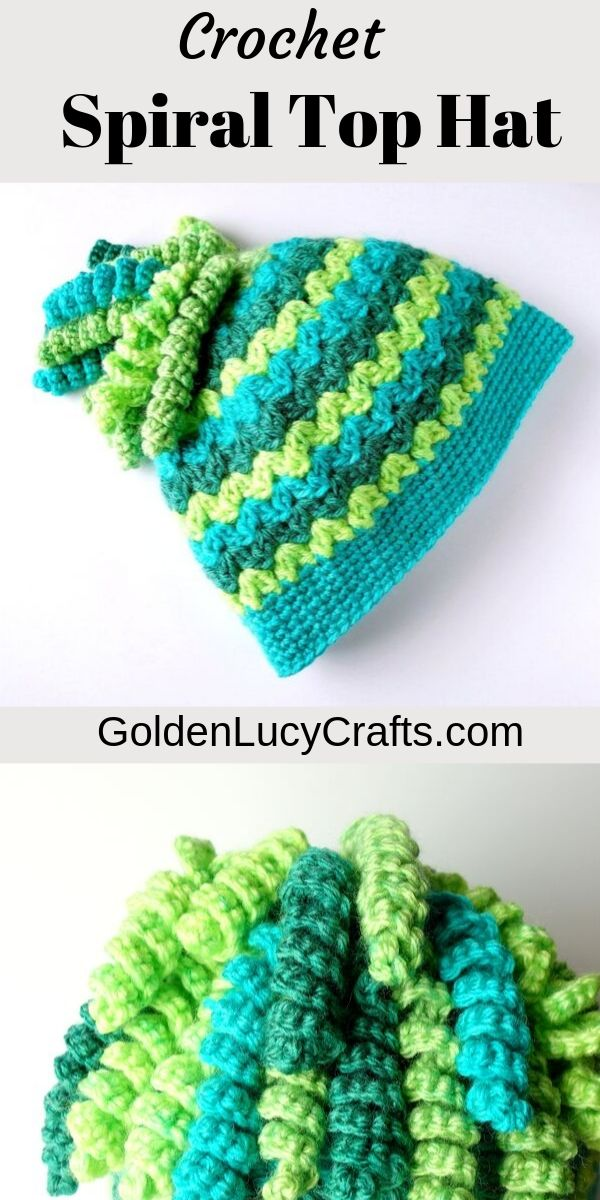 Spiral Top Messy Bun Hat, Caron Cakes Yarn - GoldenLucyCrafts -   17 knitting and crochet Now link ideas