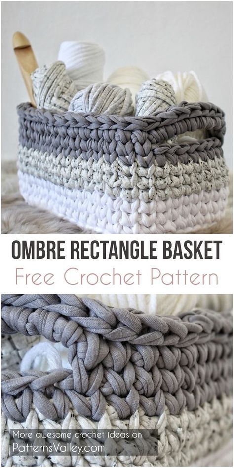 Ombre Rectangle Basket – Free Crochet Pattern | Pattern Forest -   17 knitting and crochet Now link ideas