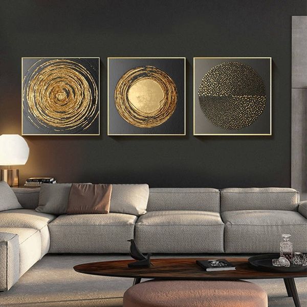 Abstract Canvas Painting Gold Black White Modern Square Texture Posters And Prints Home Decor Wall Art Pictures For Living Room | Wish -   17 room decor Art shape ideas