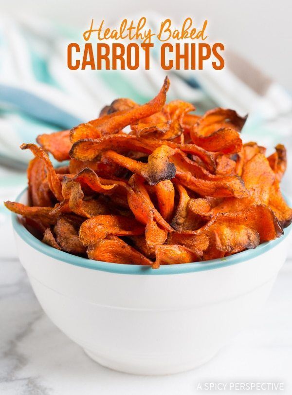 Healthy Baked Carrot Chips (Video) - A Spicy Perspective -   18 healthy recipes Snacks salty ideas