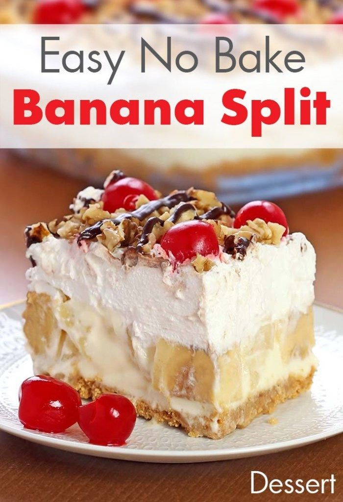 Easy No Bake Banana Split Dessert Recipe -   19 desserts Simple easy ideas