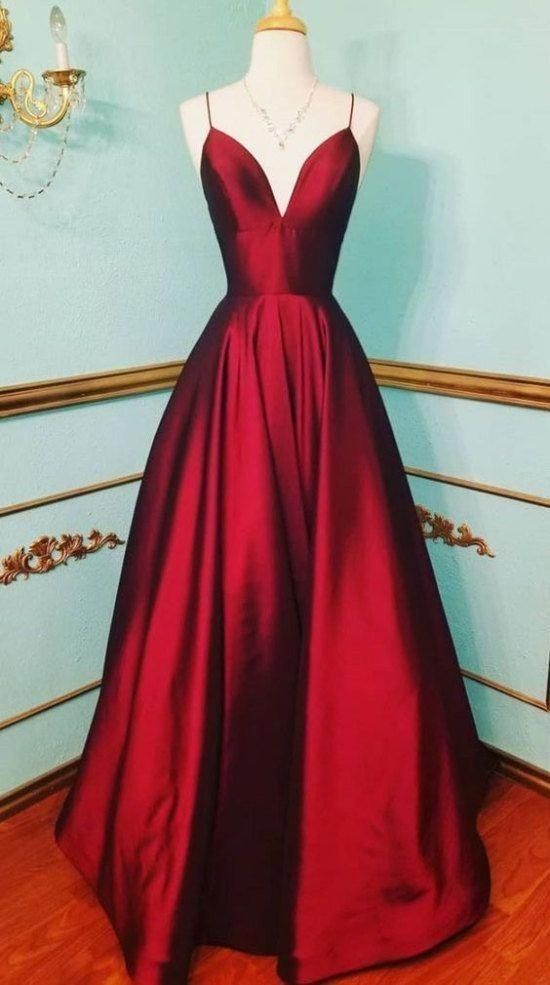 Red Prom Dress, Stain Prom Gown, A-Line Prom Dress, Spaghetti Straps Prom Gown -   19 dress Red simple ideas