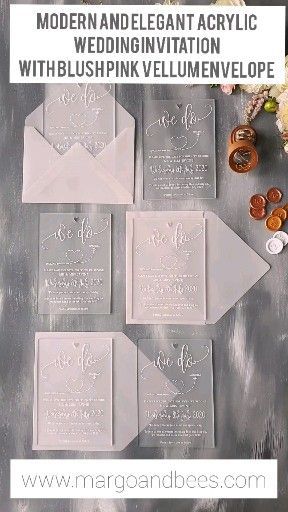 Acrylic transparent invitation with vellum envelope perfect for modern wedding -   19 wedding Planning videos ideas