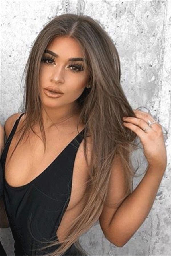 Kim Kardashian Hairstyle Natural Straight Human Hair Wig 20 Inches -   7 hair Dark straight ideas