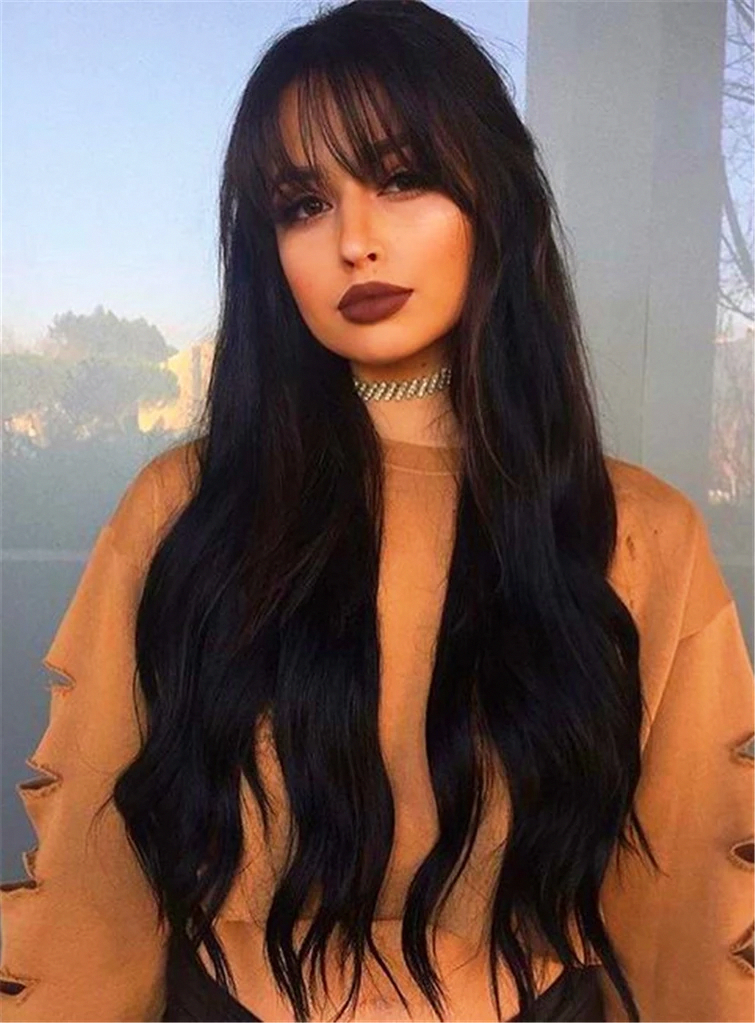 Waist-Length Hair Dark Brown Straight Long Smooth Carefree Natural Synthetic Hair Capless Women Wig 26 Inches -   7 hair Dark straight ideas