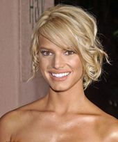 Jessica Simpson Medium Curly Formal Updo Hairstyle with Side Swept Bangs - Light...,  #Bangs ... -   8 formal hairstyles With Bangs ideas