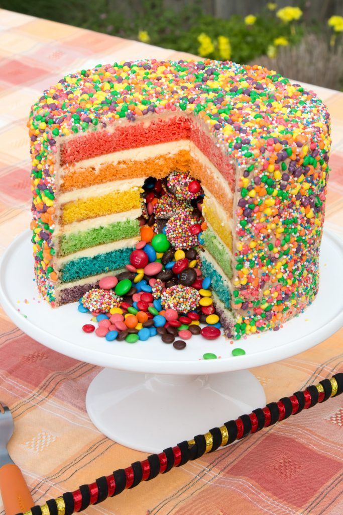 RAINBOW PINATA CAKE - Easy Cake Batter - Steve's Kitchen -   11 cake Rainbow awesome ideas