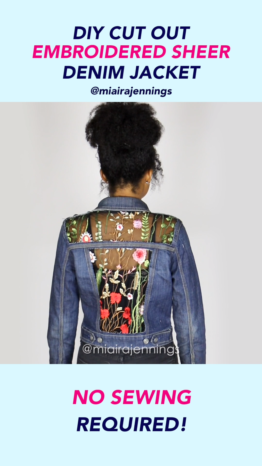 DIY Embroidered Sheer Cut Out Denim Jacket (NO SEWING) -   11 DIY Clothes Denim jacket ideas