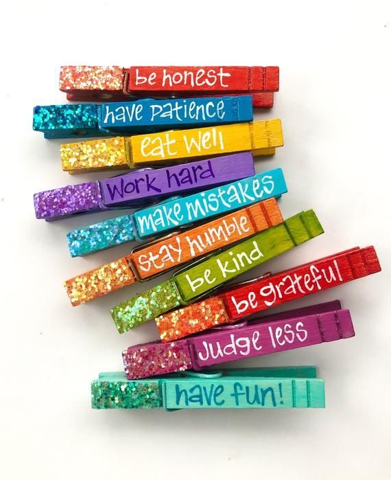 GOOD ADVICE CLOTHESPINS painted magnets inspiring words glitter have fun be kind be grateful dorm room gift graduation chip clip -   11 diy projects For Teen Girls clothes ideas