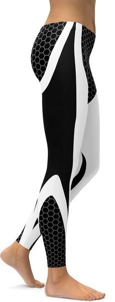 BLACK & WHITE HONEYCOMB CARBON LEGGINGS from GearBunch | Today's Fashion Item -   11 fitness Art athletic wear ideas