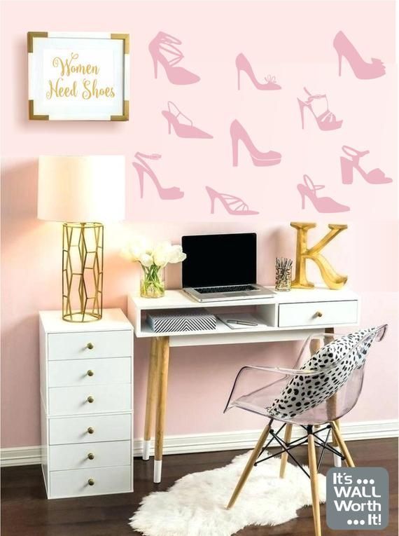 Lady Shoes Silhouette Vinyl Wall Decals ---- 10 Wall Stickers -   11 room decor Pink small spaces ideas