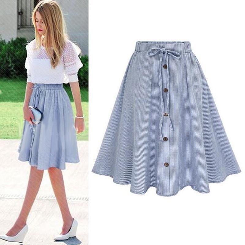 Vintage Elastic Waist Stripe Skirt -   12 dress Skirt stockings ideas