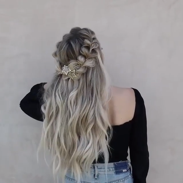 Half Up Braided Hairstyle -   12 hairstyles waves ideas