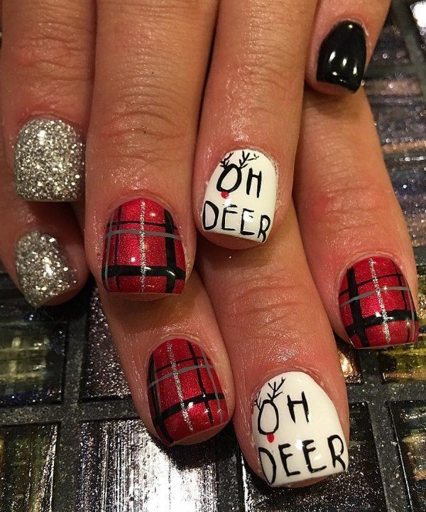 75+ Adorable Holiday Nail Designs To Try This Christmas - Blurmark -   12 holiday Nails plaid ideas