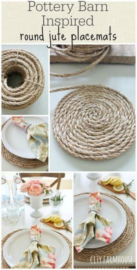 Pottery Barn Inspired DIY Jute Placemats-Perfect for Summer Entertaining -   12 room decor Rustic pottery barn ideas