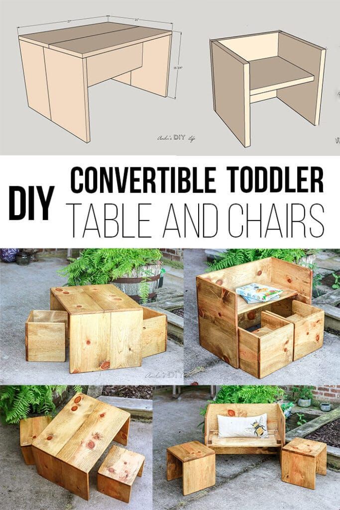 Convertible DIY Toddler Table and Chair Set - With Plans -   13 diy projects Tumblr facebook ideas