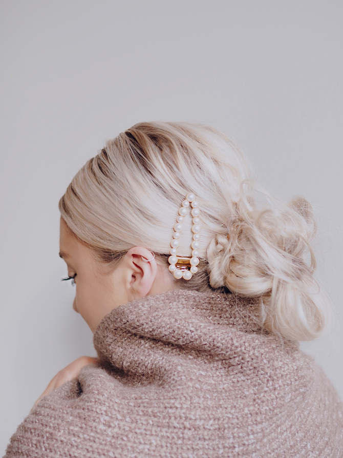 Open Shape Pearl Barrette -   14 holiday Hairstyles colour ideas