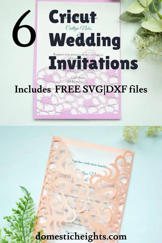 6 Free Cricut Wedding Invitations SVG Templates - DOMESTIC HEIGHTS -   14 laser cut wedding Invites ideas
