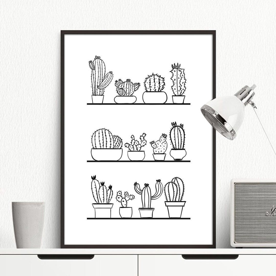 Cactus Plants Minimalist Canvas Poster -   14 minimalist planting Art ideas