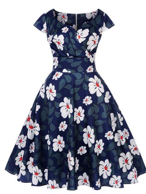 Angie Blue Retro Style Floral Summer Dress | Vintage Clothing Online - 1950s Glam -   15 dress Floral ray bans ideas