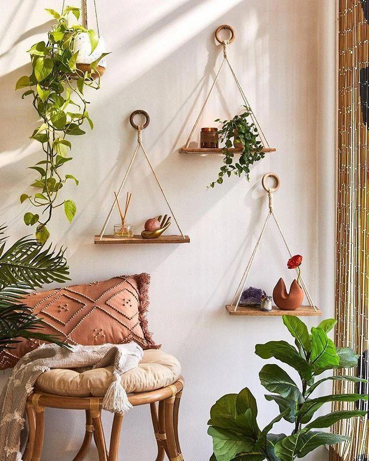 Elie Macram? Hanging Shelf -   15 hanging plants In Living Room ideas