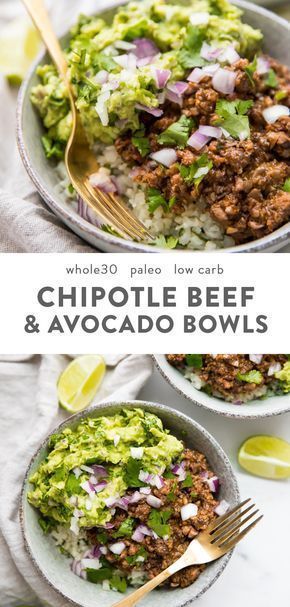 Whole30 Chipotle Beef & Avocado Bowls (Paleo Sofritas Copycat) -   15 healthy recipes Beef cleanses ideas