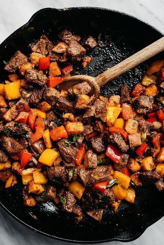 Whole30 Steak Bites with Sweet Potatoes and Peppers -   15 healthy recipes Clean dinner ideas