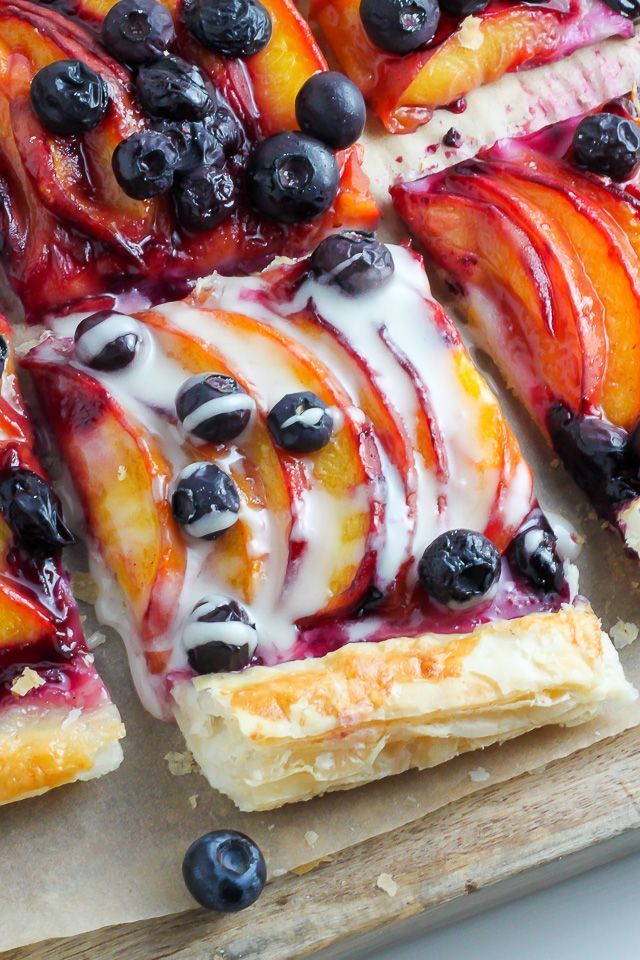 Easy Blueberry Peach Tart with Vanilla Glaze - Baker by Nature -   16 fruity desserts Recipes ideas
