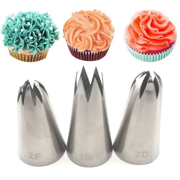 3pcs big size DIY Cream Cake Icing Piping Nozzles Pastry Tips Fondant Cake Decorating Tip Stainless Steel Nozzle Baking 1M 2F 2D | Wish -   17 cream cake Decoration ideas