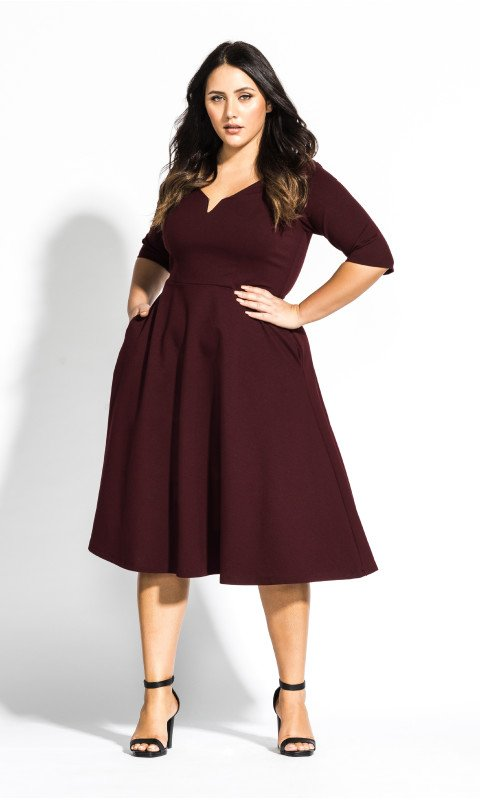 Cute Girl Elbow Sleeve Dress - oxblood -   17 dress Plus Size with sleeves ideas