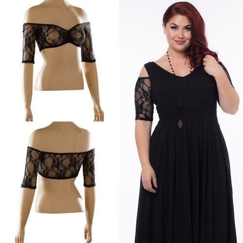 Bandeau 1/2 Sleeve Black Lace Sleevey Wonders - Plus Size -   17 dress Plus Size with sleeves ideas