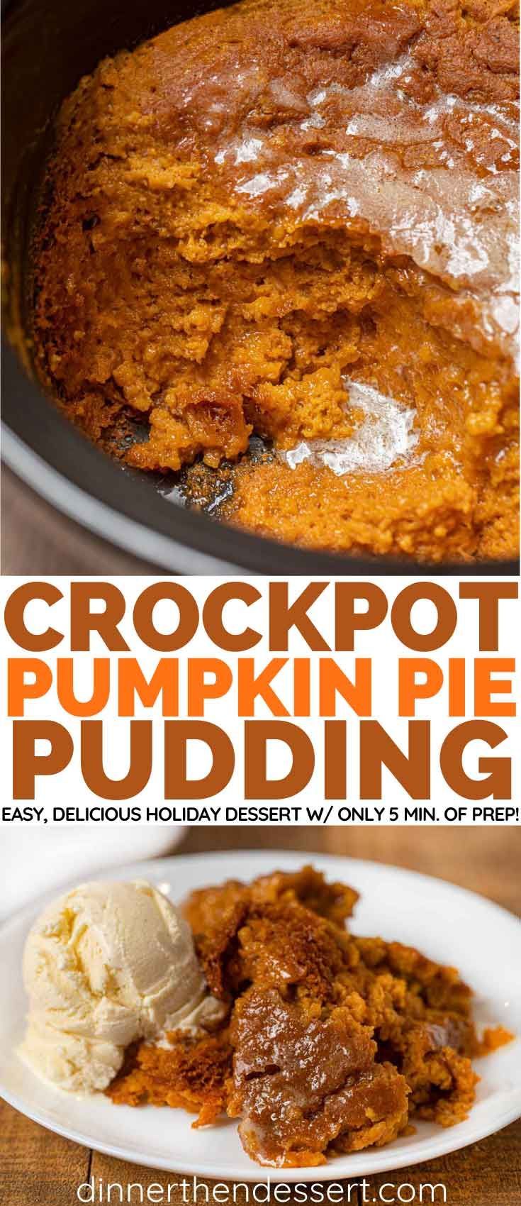 Slow Cooker Pumpkin Pie Pudding Recipe (Crockpot) - Dinner, then Dessert -   17 holiday Desserts crockpot ideas