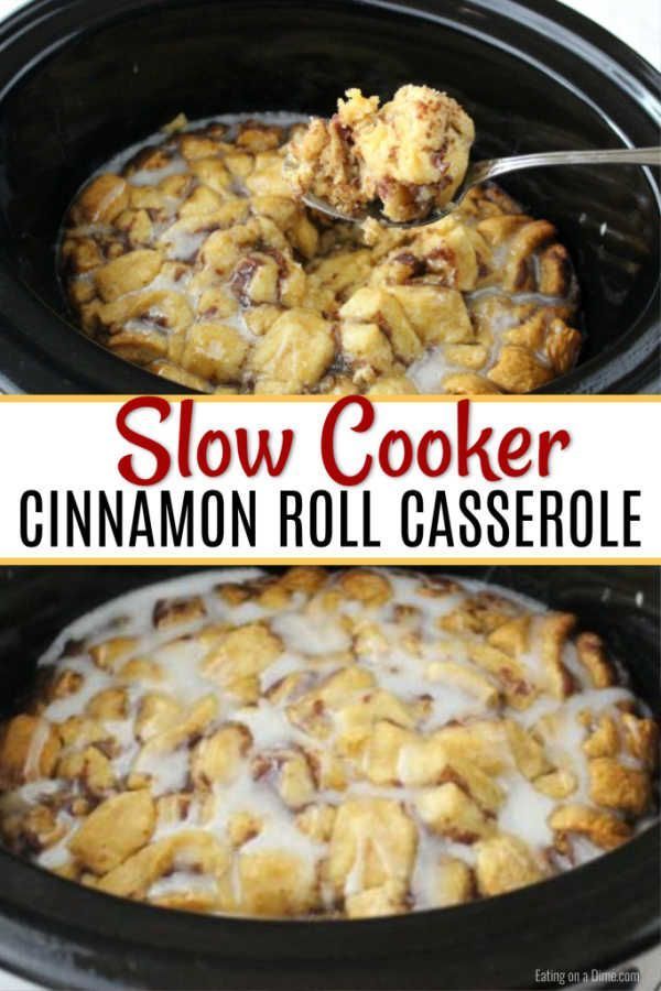 Crock Pot Cinnamon Roll Casserole - Easy Slow Cooker Cinnamon Rolls -   17 holiday Desserts crockpot ideas
