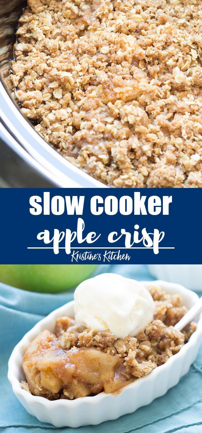 Easy Slow Cooker Apple Crisp Recipe! This make ahead dessert is perfect for Than... - Crockpot Recipes -   17 holiday Desserts crockpot ideas