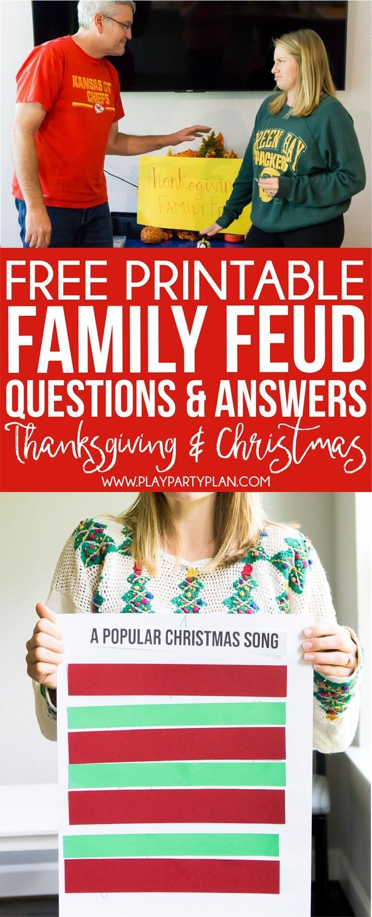 FREE Holiday Family Feud Game (Thanksgiving & Christmas Questions) -   17 holiday Party home ideas