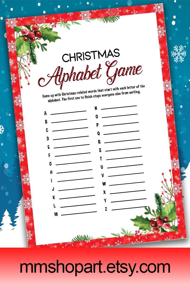 Christmas Alphabet Game,Holiday Party Game,Printable Christmas Game,Game For Holiday,Christmas A-Z,Christmas Word Game,Printable Xmas -   17 holiday Party home ideas