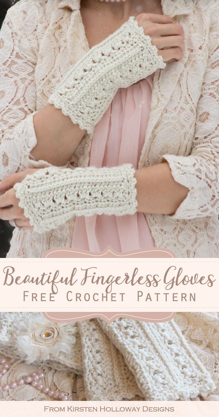 Simple Lace Wrist Warmers Free Crochet Pattern -   17 knitting and crochet Projects crafts ideas