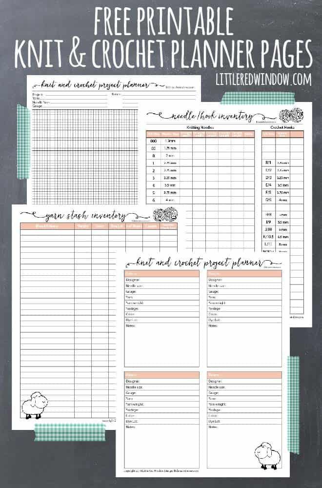 Free Printable Knitting Planner and Crochet Planner Pages - Little Red Window -   17 knitting and crochet Projects crafts ideas