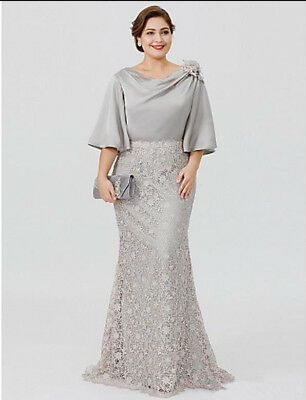 Elegant Silve Lace/Satin Mother of the Bride Dress Formal Evening Gown Plus Size  | eBay -   17 mother of the bride dress Plus Size ideas