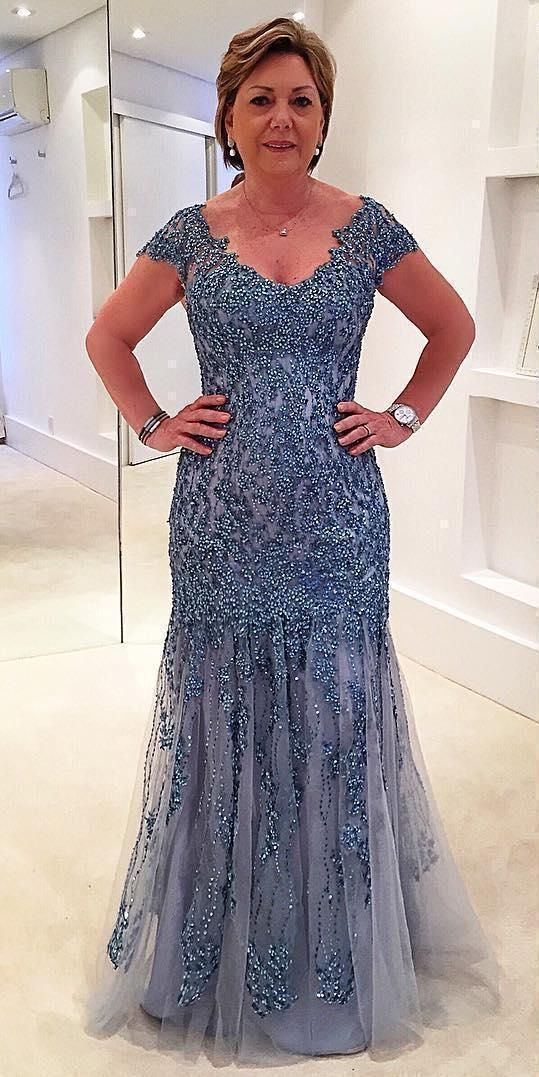 Plus Size Beaded Sequin Cap Sleeve Mother of the Bride Dress Formal Mermaid Gown -   17 mother of the bride dress Plus Size ideas