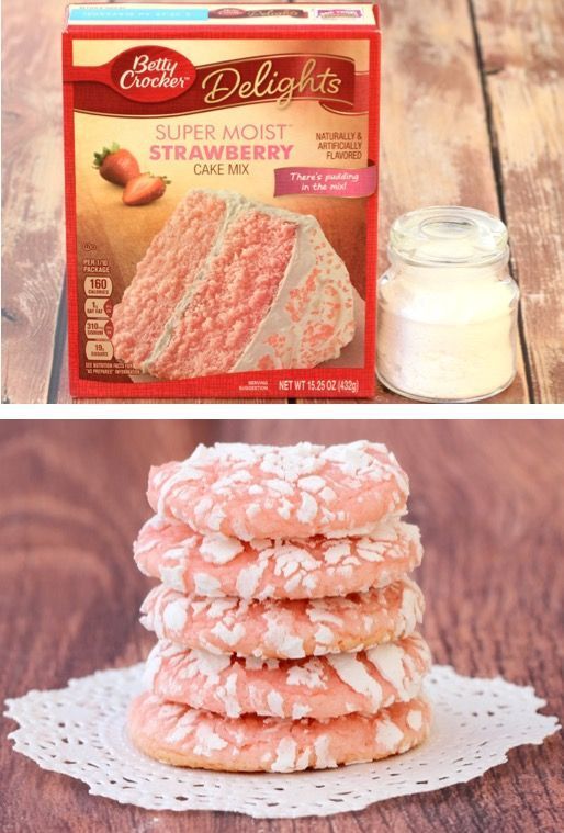 Strawberry Cake Mix Cookie Recipe! {Just 4 Ingredients} - The Frugal Girls -   18 desserts Easy recipes ideas